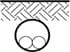 A black and white image of a circle with two circles on it.
