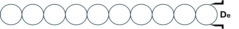 Row of eight evenly spaced white circles on a black background.