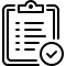 Icon of a clipboard with a checklist and a checkmark symbol beside it.