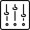 Illustration of three vertical sliders on a control panel, each set at different heights, symbolizing audio or settings adjustment.