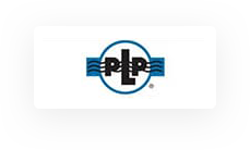 파란색 원에 굵은 검은색 글씨로 "PLP"가 표시된 회사 로고가 세 개의 파란색 가로줄 위에 배치되어 있습니다.