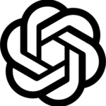 Ein schwarz-weißes geometrisches Design mit ineinander verschlungenen und überlappenden dicken Linien, die ein symmetrisches abstraktes Muster bilden.