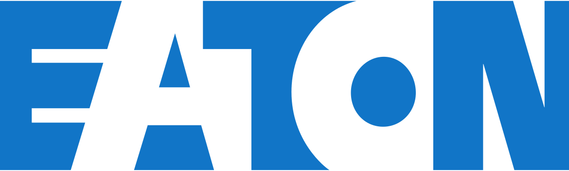 Eaton logo in bold blue capital letters on a white background.