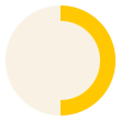 A yellow semi-circular ring forms the right half of a circle, with the left half shown in a light beige color.