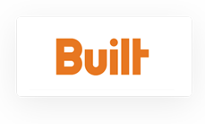 The word "Built" in bold, orange letters on a white background.