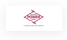 Logo for Consolidated Power Projects, featuring a red diamond outline with the company name inside, and the text "A Quanta Services Company" below.