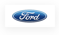 The image shows the Ford logo, featuring the word "Ford" in white cursive text on a blue oval background with a white border.