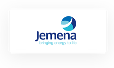 Jemena logo with a blue abstract symbol above the company name and the tagline "bringing energy to life" in light blue text.