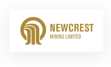 Newcrest Mining Limited logo featuring a stylized gold icon and gold text on a white background.