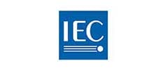 Blue and white IEC logo with the letters "IEC" above three horizontal lines and a circle inside a square.