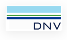 The DNV logo with blue, green, and navy horizontal stripes above the letters “DNV” on a white background.