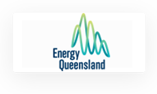Energy Queensland logo featuring blue and green wavy lines above the company name on a white background.