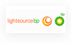 Lightsource BP logo with orange and green text, an orange circular icon, and the green BP sunburst logo on a white background.