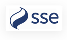 The SSE logo features a blue abstract flame shape to the left of lowercase blue letters “sse” on a white background.