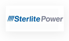 Sterlite Power logo with blue and gray text on a white background; blue slashes are placed before the word “Sterlite.”.