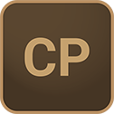 A square brown icon with rounded corners displays the letters “CP” in gold in the center.