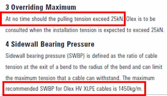 Figure 5 – Cable data extracted from manufacturer catalogue2